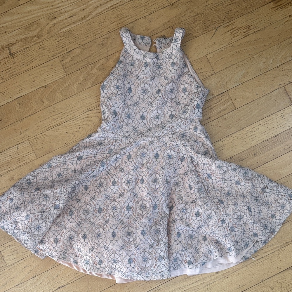 Knitworks Elegant Pink and Gray Patterned Dress